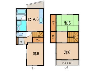 門戸岡田町貸家D棟の物件間取画像